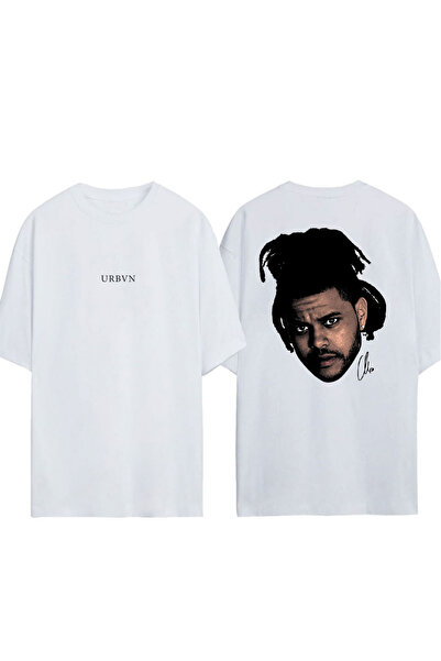 urbvn تي شيرت ويكند ديزاين مطبوع أبيض قصة فضفاضة