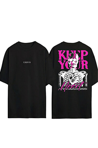 urbvn Tricou oversize negru cu imprimeu personalizat
