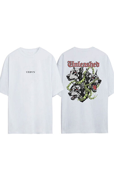 urbvn Μπλουζάκι UNLEASHED Design με στάμπα, λευκό, oversized