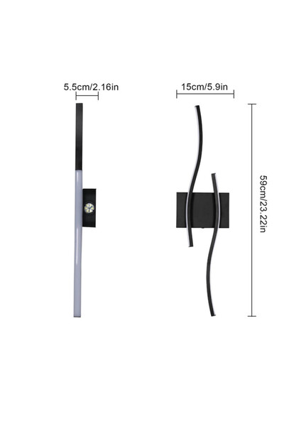 OEM LED Wall Light Goeco, 20W, 2250LM, 59 cm, Cool White 6500K, Aluminum, Modern Design, Black