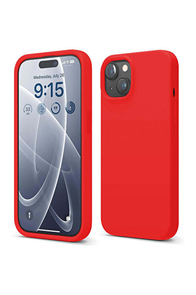 Casey Studios Husa Silicon iPhone 15, cu Microfibra, Slim, de Protectie, Margini Ridicate, Rosu