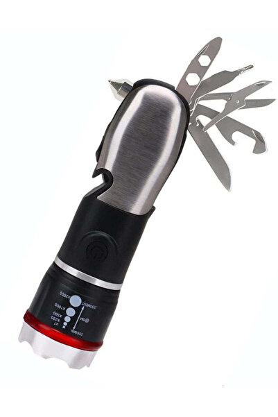 genernic Multi-Tool Tactical LED Flashlight - 5-in-1 with Seat Belt Cutter, Glass Breaker, Camping Knife