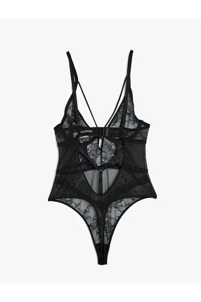 Koton Δαντελένιο κορμάκι ασύμμετρο διαφανές άνετο κομψό