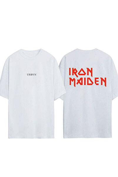 urbvn Μπλουζάκι IronMaiden με στάμπα σε λευκό χρώμα, oversized