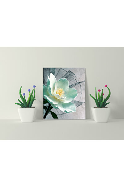 GGMag Tablouri Canvas painting 3D abstract flower greenish white