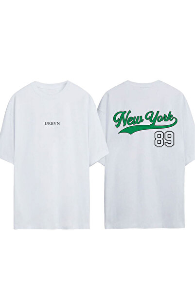 urbvn Μπλουζάκι New York 89 με στάμπα σε λευκό χρώμα, oversize