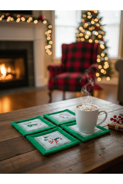 Ays Quilt New Year Themed Set of 4 Coasters