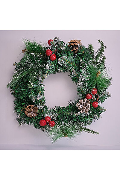 velve Διακοσμητικό στεφάνι από έλατο, με κώνους και κράνμπερι, Χειροποίητο, 3...
