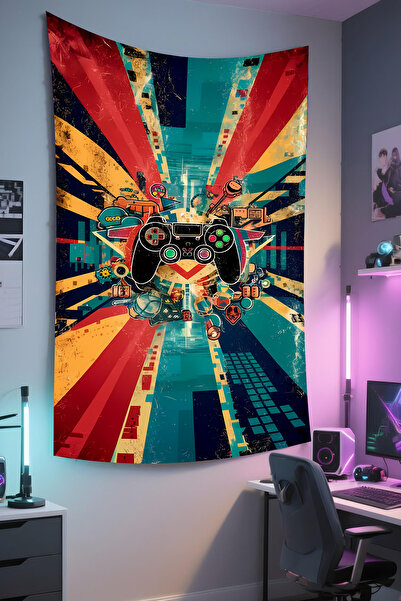 RUGRUMBA غطاء جداري عمودي للاعبين - تصميم مخصص للألعاب، قماش عالي الجودة، سجا...