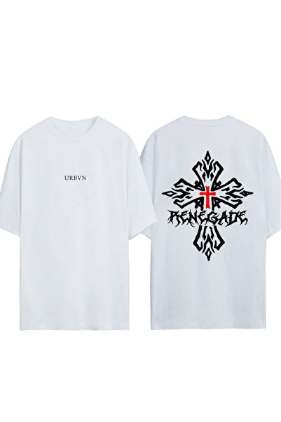 urbvn تي شيرت رينيجيت ديزاين مطبوع أبيض قصة فضفاضة