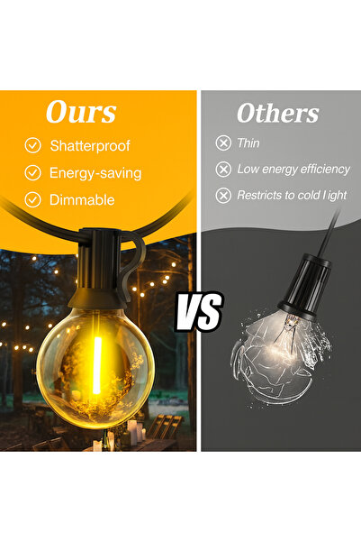 OEM String Light with Bulbs, 30 m, Dimmable, Warm Light, with Remote Control