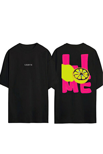 urbvn Μπλουζάκι LIME με στάμπα σε μαύρο χρώμα, oversized