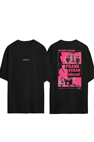 urbvn تي شيرت فرانك أوشن ديزاين مطبوع أسود قصة فضفاضة