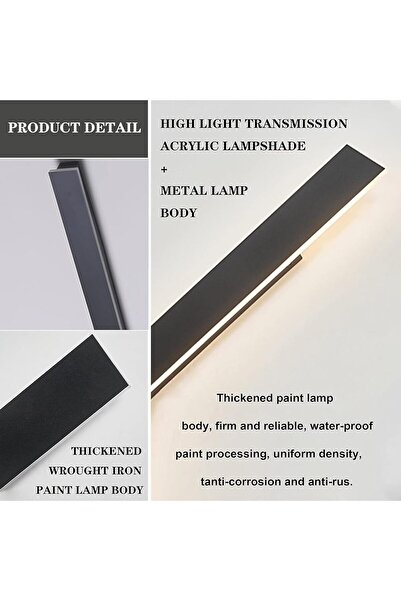 OEM LED Wall Light HMAKGG, 100 cm, 32W, 3 Color 3000K/4500K/6000K, Aluminum, Indoor/Outdoor, Black
