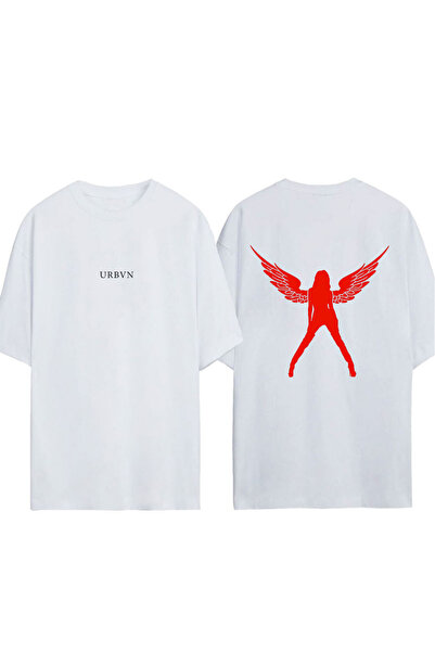 urbvn Tricou supradimensionat alb cu imprimeu Angels Design