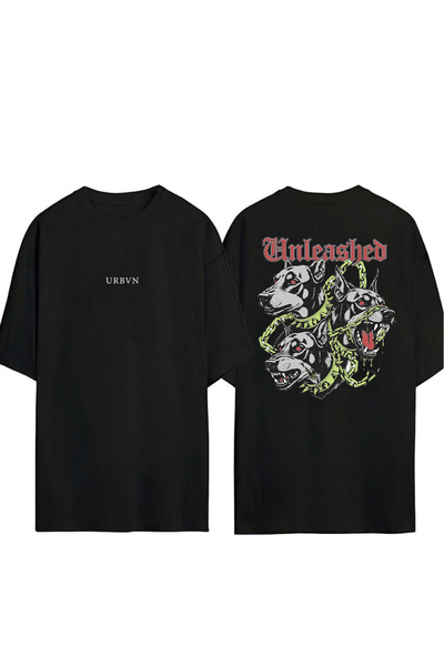 urbvn Unleashed Design Printed Black Oversized t Shirt