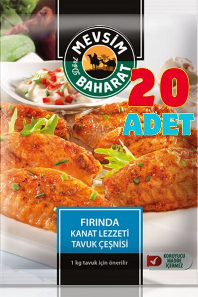Dört Mevsim Baharat 20 Adet Fırında Kanat Lezzeti Tavuk Çeşnisi 35 gr – İçi Y...