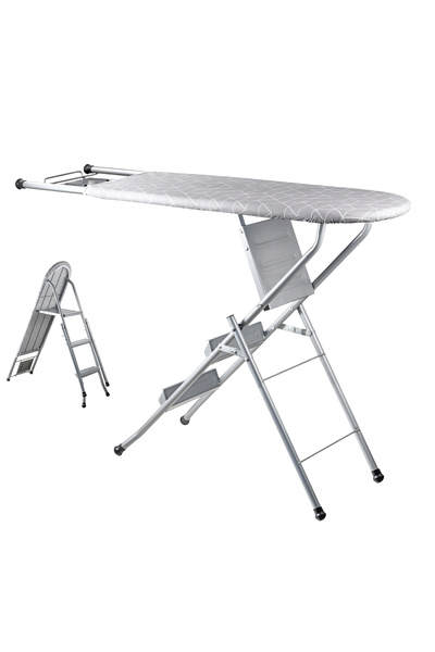 Cady One 2-in-1 foldable ironing board and 3-step ladder, versatile design with a durable aluminum frame