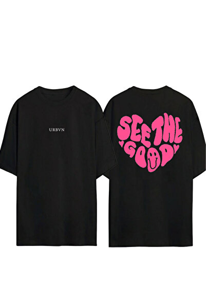 urbvn Μπλουζάκι See Good Tasarım με στάμπα, μαύρο, oversized