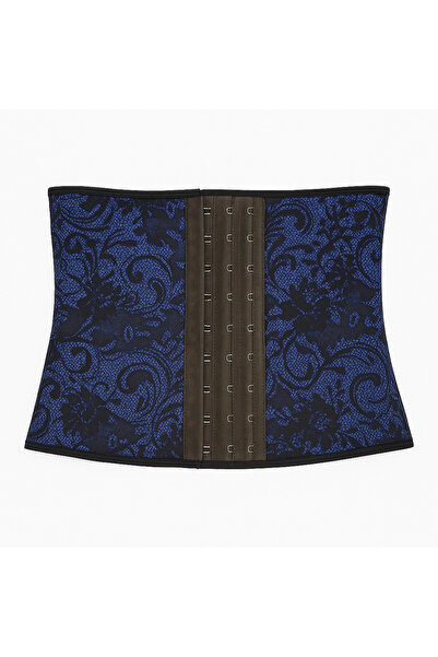 Gymmag Elegant blue lace shapewear corset with metal closure for a slimming waist effect