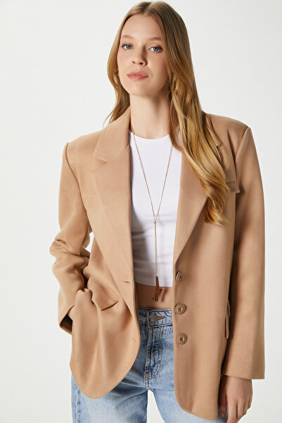 Ritnice Women's Thomas Suede Tan Blazer Jacket:
