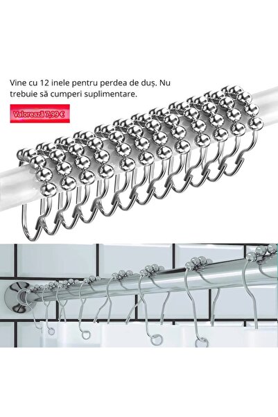 Newgoal Stainless Steel Telescopic Rod, No-Drill, Adjustable 50-260 cm, Corrosion-Resistant, 12 Rings