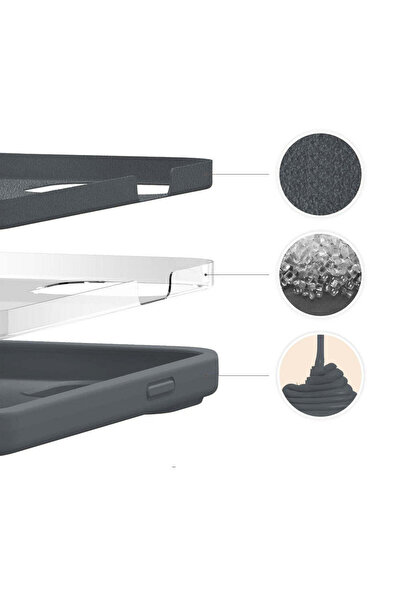 Casey Studios Soft Silicone iPhone 13 Case, Microfiber Inside, Protection, Slim, Dark Grey