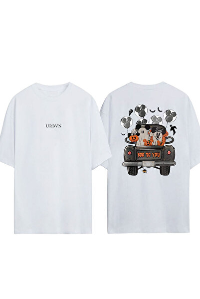 urbvn Boo Too You Design Printed White Oversized T-Shirt