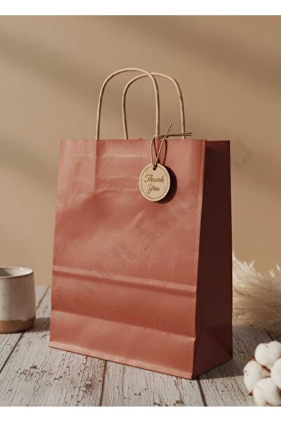 shop Kraft Karton Kağıt Çanta-Kiremit Rengi 18x8x24cm (5Adet)