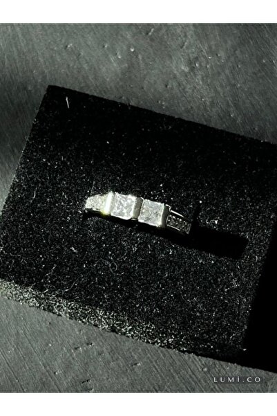 LUMİCOTAKI خاتم هدية من الفولاذ مزدوج الصفوف مربع الشكل مرصع بالأحجار البيضاء...