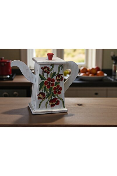 Decoratiuni Vintage Casa Retro Teapot box, for tea, coffee, made of wood, hand-painted