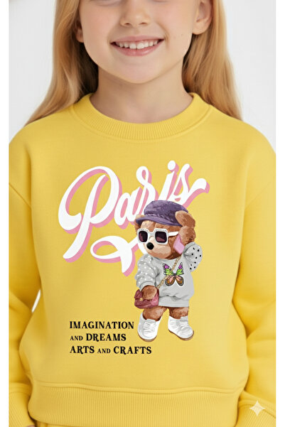 LİTTLE TORTOİSE Girl's Printed Tracksuit Set / Sweatshirt Set