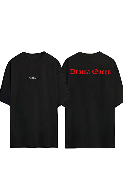 urbvn Tricou supradimensionat negru cu imprimeu Drama Queen 4 Design