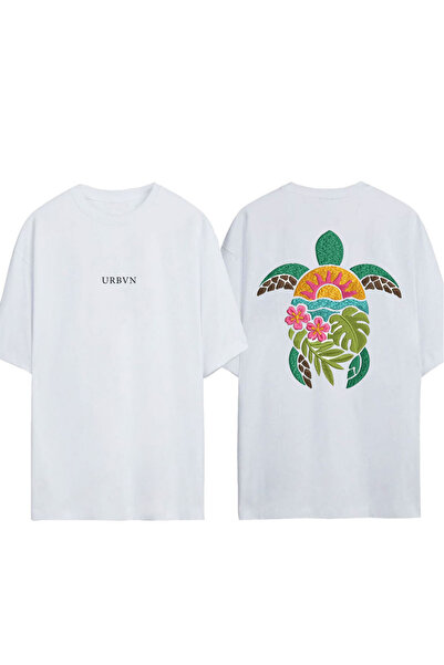 urbvn تي شيرت بتصميم ساني تيرتلز مطبوع أبيض قصة فضفاضة