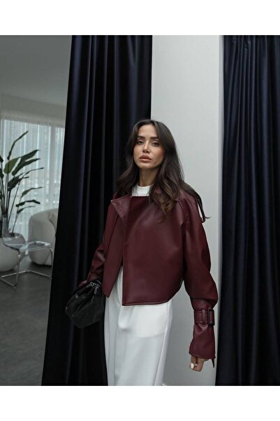 badibadii Women's Burgundy Leather Premium Lined Jacket New Season