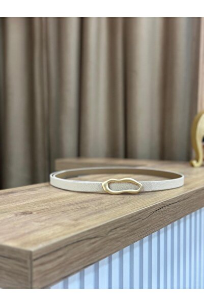 ERDESIGNN Curea de damă bej, importată, cu cataramă aurie