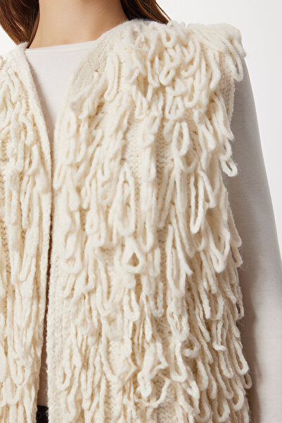 Lovelyİstanbul Πλεκτό γιλέκο με κρόσσια LNS0093 ΚΟΚΚΑΛΙΑ