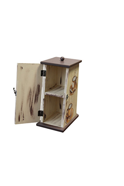 Decoratiuni Vintage Casa Retro Teapot Cup Box, for tea, coffee, made of wood, hand-painted, with shelf, height 32 cm