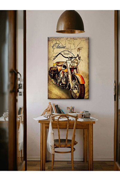 ESLEM Klasik Motosiklet Kanvas Tablo – Kaliteli Baskı Retro Tarz Dekoratif Du...