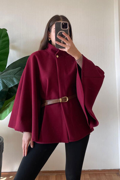 Nazline Women's Oversized Belted Cashmere Poncho