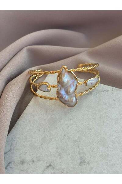 BuinJewellery Kalın Manşet Sakız İnci Bileklik