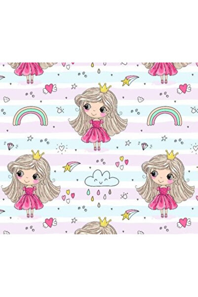 Atelier Broderie Carla Material de bumbac cu imprimeu prințese și curcubeu