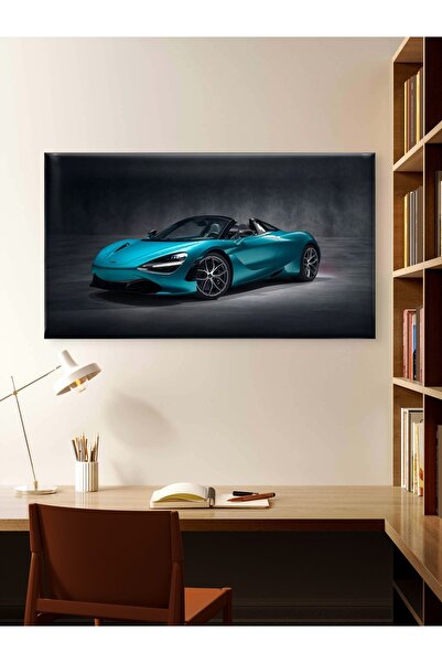ESLEM Mavi Spor Araba Kanvas Tablo – Kaliteli Baskı Modern Otomobil Temalı Pr...