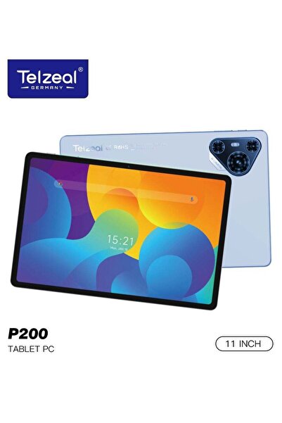 TELZEAL تابلت P200، 11 بوصة، أندرويد 13، ذاكرة وصول عشوائي (RAM) سعة 12 جيجابايت، سعة تخزين 512 جيجابايت، بطارية 10000 مللي أمبير/ساعة، أزرق