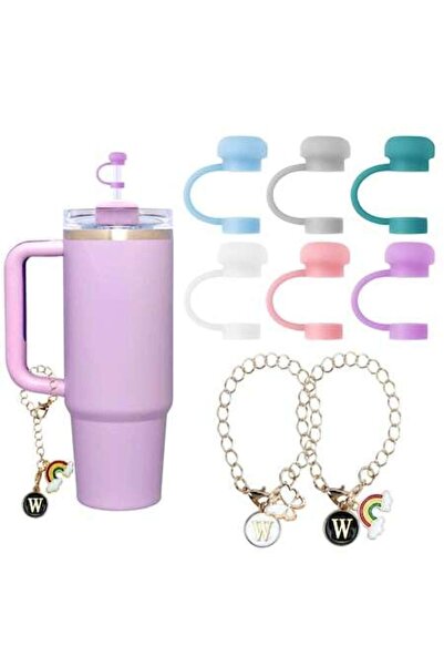 NQD Set de 6 căciulițe din silicon cu 2 pandantive personalizate cu litere, m...