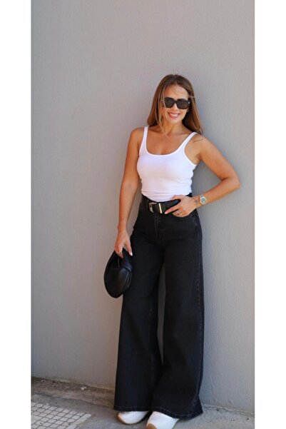 CATTLEYAS Antrasit geniş paça kot pantolon