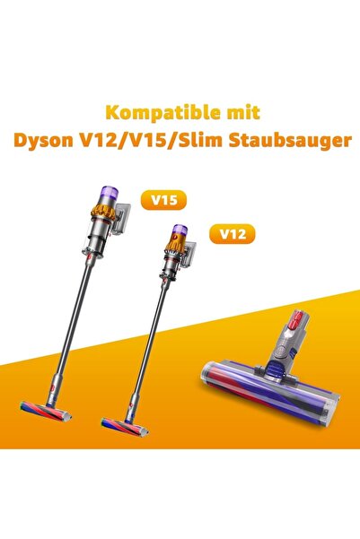 Qwork Soft vacuum brush compatible with Dyson V12/V15 Slim, replacement roller brush, red