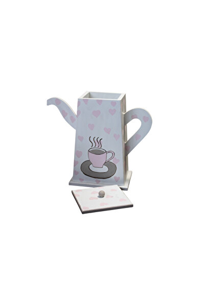 Decoratiuni Vintage Casa Retro Teapot box, for tea, coffee, made of wood, hand-painted, multicolor pink, height 30 cm