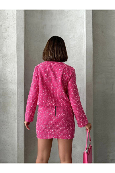 Butik Women's Skirt Jacket Top and Bottom Set