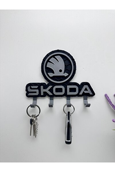 Butik حامل مفاتيح بتصميم شعار سكودا ثلاثي الأبعاد مطبوع للزينة
